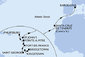Barbados, Svatý Vincenc a Grenadiny, Grenada, Martinik, Guadeloupe, Svatý Martin, Antigua a Barbuda, Španělsko z Bridgetownu na lodi MSC World Asia