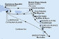 Barbados, Martinik, Guadeloupe, Britské Panenské ostrovy, Dominikánská republika, Zámořské území Velké Británie, Svatý Kryštof a Nevis, Svatý Martin z Bridgetownu na lodi MSC Opera