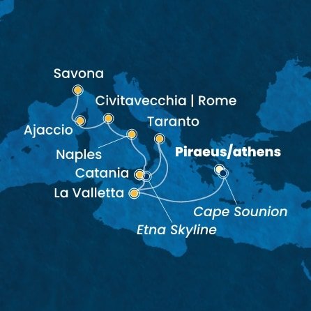 Řecko, Malta, Itálie, Francie z Pirea na lodi Costa Serena