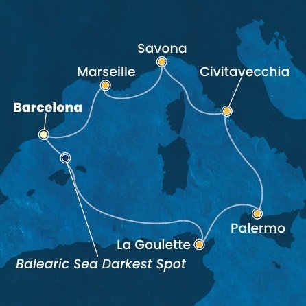 Španělsko, Tunisko, Itálie, Francie z Barcelony na lodi Costa Pacifica