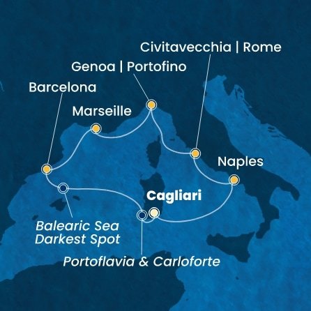 Itálie, Francie, Španělsko z Cagliari na lodi Costa Smeralda