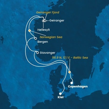 Dánsko, , Norsko, Německo z Kodaně na lodi Costa Diadema
