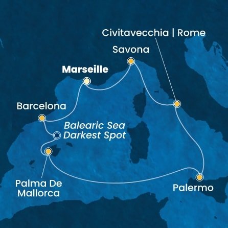 Francie, Španělsko, Itálie z Marseille na lodi Costa Toscana