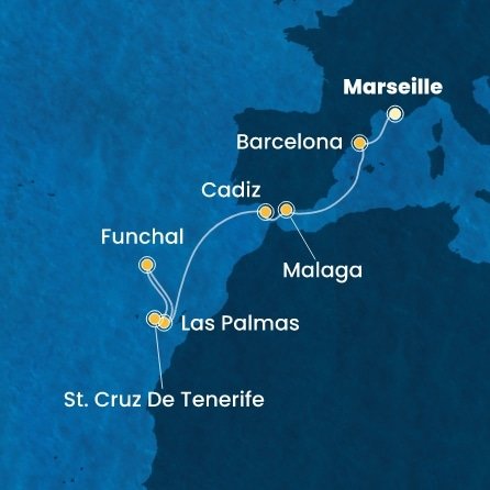 Francie, Španělsko, Portugalsko z Marseille na lodi Costa Smeralda