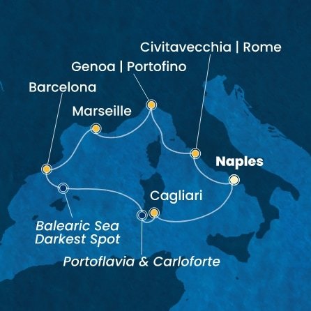 Itálie, Francie, Španělsko z Neapole na lodi Costa Smeralda