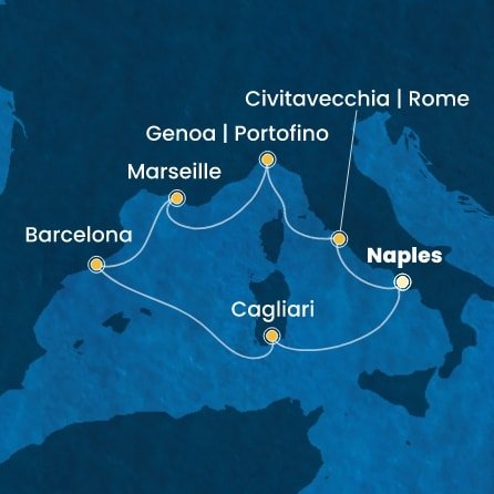 Itálie, Francie, Španělsko z Neapole na lodi Costa Smeralda