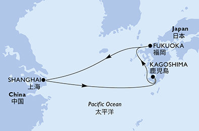 Čína, Japonsko ze Šanghaje na lodi MSC Bellissima