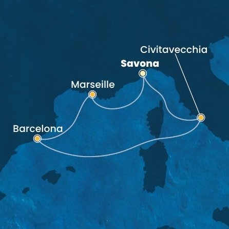 Itálie, Francie, Španělsko ze Savony na lodi Costa Pacifica