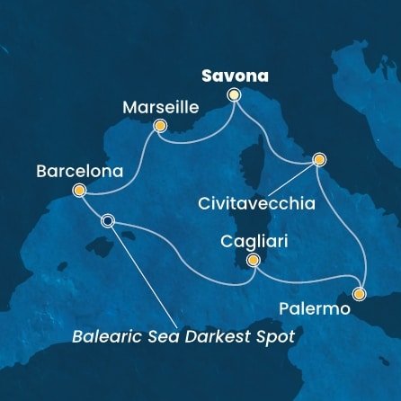 Itálie, Francie, Španělsko ze Savony na lodi Costa Smeralda