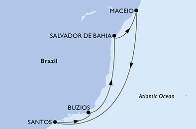 Brazílie ze Salvadoru na lodi MSC Seaview