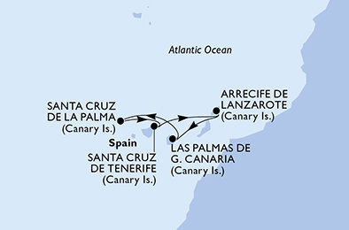 Španělsko z Lanzarote na lodi MSC Fantasia