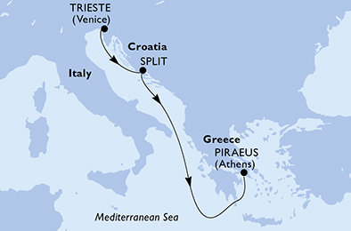 Itálie, Chorvatsko, Řecko na lodi MSC Splendida
