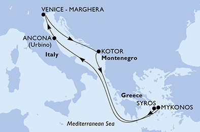 Itálie z Ancony na lodi MSC Lirica