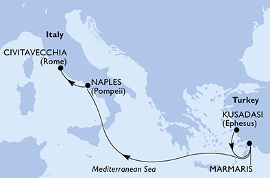 Turecko, Itálie z Kusadasi  na lodi MSC Divina