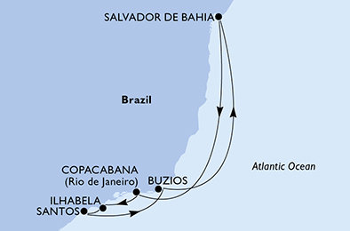Brazílie ze Salvadoru na lodi MSC Virtuosa