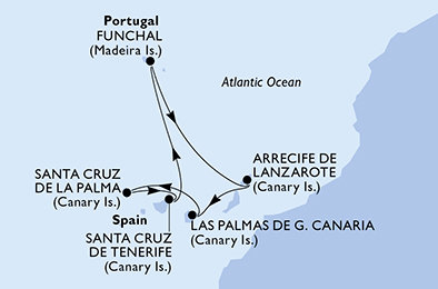Portugalsko, Španělsko z Funchalu na lodi MSC Fantasia