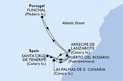Španělsko, Portugalsko z Lanzarote na lodi MSC Fantasia