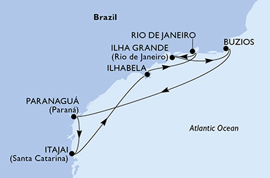 Brazílie na lodi MSC Musica