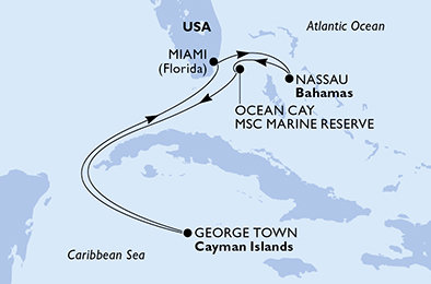 USA, Bahamy, Kajmanské ostrovy z Miami na lodi MSC Seashore