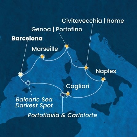 Španělsko, Itálie, Francie z Barcelony na lodi Costa Smeralda