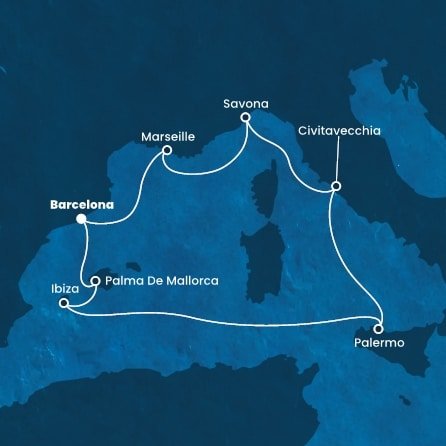 Španělsko, Itálie, Francie z Barcelony na lodi Costa Toscana