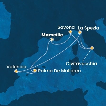 Francie, Španělsko, Itálie z Marseille na lodi Costa Pacifica