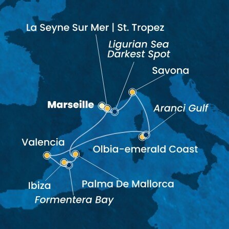 Francie, Itálie, Španělsko z Marseille na lodi Costa Fascinosa