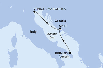 Itálie, Chorvatsko z Brindisi na lodi MSC Armonia