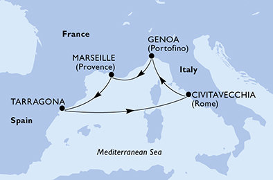 Itálie, Francie, Španělsko z Janova na lodi MSC Magnifica