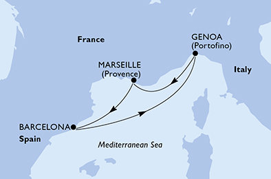 Francie, Španělsko, Itálie z Marseille na lodi MSC Splendida