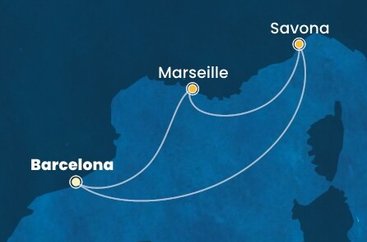 Španělsko, Francie, Itálie z Barcelony na lodi Costa Diadema