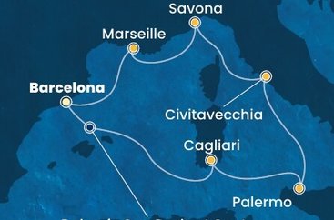 Španělsko, Itálie, Francie z Barcelony na lodi Costa Pacifica