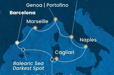 Španělsko, Itálie, Francie z Barcelony na lodi Costa Smeralda
