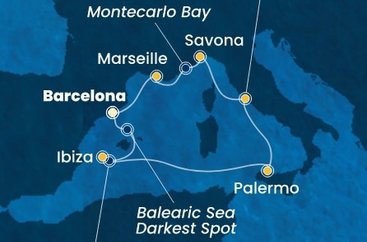 Španělsko, Itálie, Francie z Barcelony na lodi Costa Toscana