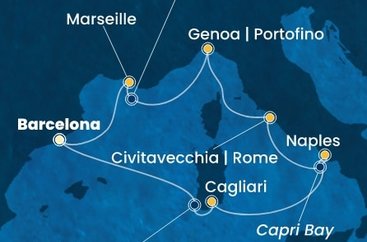 Španělsko, Itálie, Francie z Barcelony na lodi Costa Smeralda