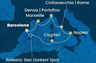 Španělsko, Itálie, Francie z Barcelony na lodi Costa Toscana