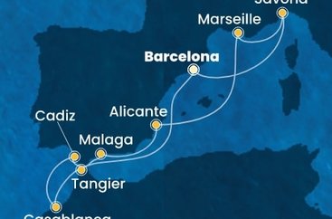 Španělsko, Maroko, Francie, Itálie z Barcelony na lodi Costa Diadema