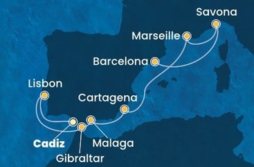 Španělsko, Portugalsko, Velká Británie, Francie, Itálie z Cádizu na lodi Costa Diadema