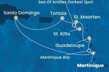 Martinik, Guadeloupe, Svatý Martin, Svatý Kryštof a Nevis, Britské Panenské ostrovy, Dominikánská republika z Fort-de-France na lodi Costa Favolosa