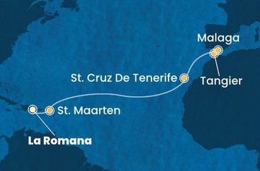 Dominikánská republika, Svatý Martin, Španělsko, Maroko z La Romany na lodi Costa Fascinosa