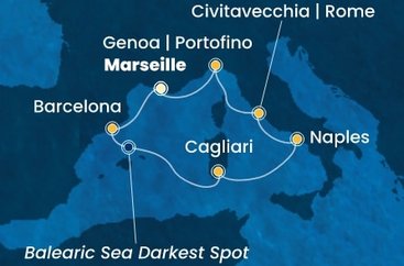 Francie, Španělsko, Itálie z Marseille na lodi Costa Smeralda