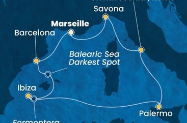 Francie, Španělsko, Itálie z Marseille na lodi Costa Toscana