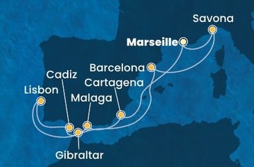 Francie, Itálie, Španělsko, Portugalsko, Velká Británie z Marseille na lodi Costa Diadema