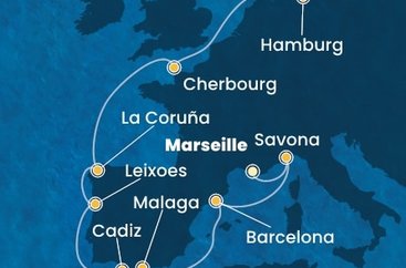Francie, Itálie, Španělsko, Portugalsko, Německo z Marseille na lodi Costa Favolosa