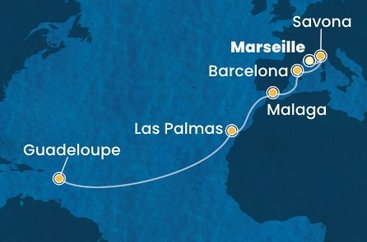 Francie, Itálie, Španělsko, Guadeloupe z Marseille na lodi Costa Fascinosa