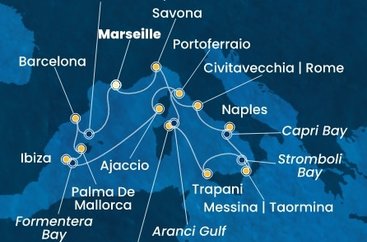 Francie, Itálie, Španělsko z Marseille na lodi Costa Favolosa