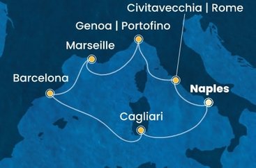 Itálie, Francie, Španělsko z Neapole na lodi Costa Smeralda