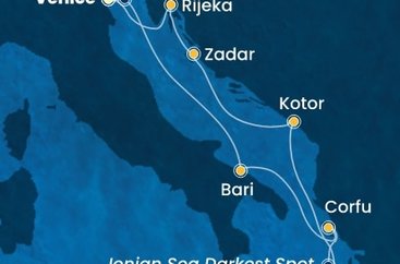 Itálie, Řecko, Černá Hora, Chorvatsko z Marghery na lodi Costa Deliziosa