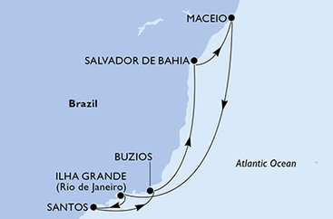 Brazílie ze Santosu na lodi MSC Virtuosa
