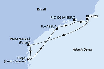 Brazílie z Rio de Janeira na lodi MSC Musica
